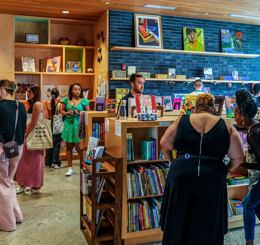 people shopping at local bookstore advertised to them through google ads, seo, and search marketing