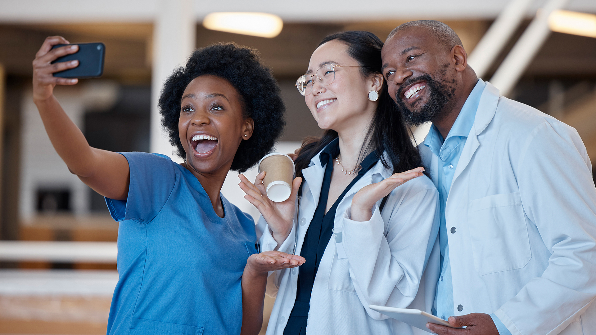 selfie with doctors and nurse