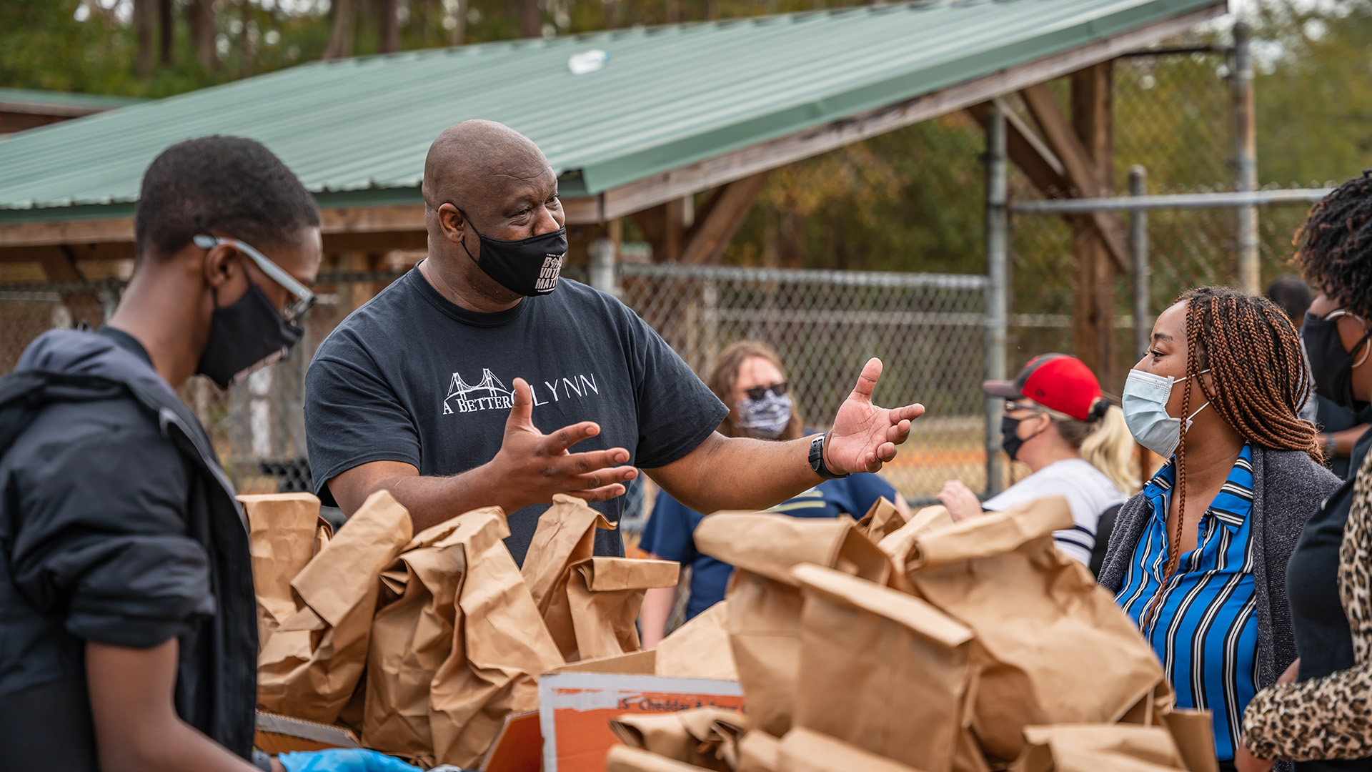 Man feeding hungry