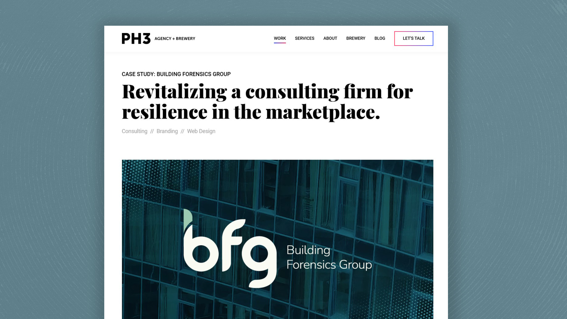 ph3 agency bfg building foresnics group consulting brand development and web design case study