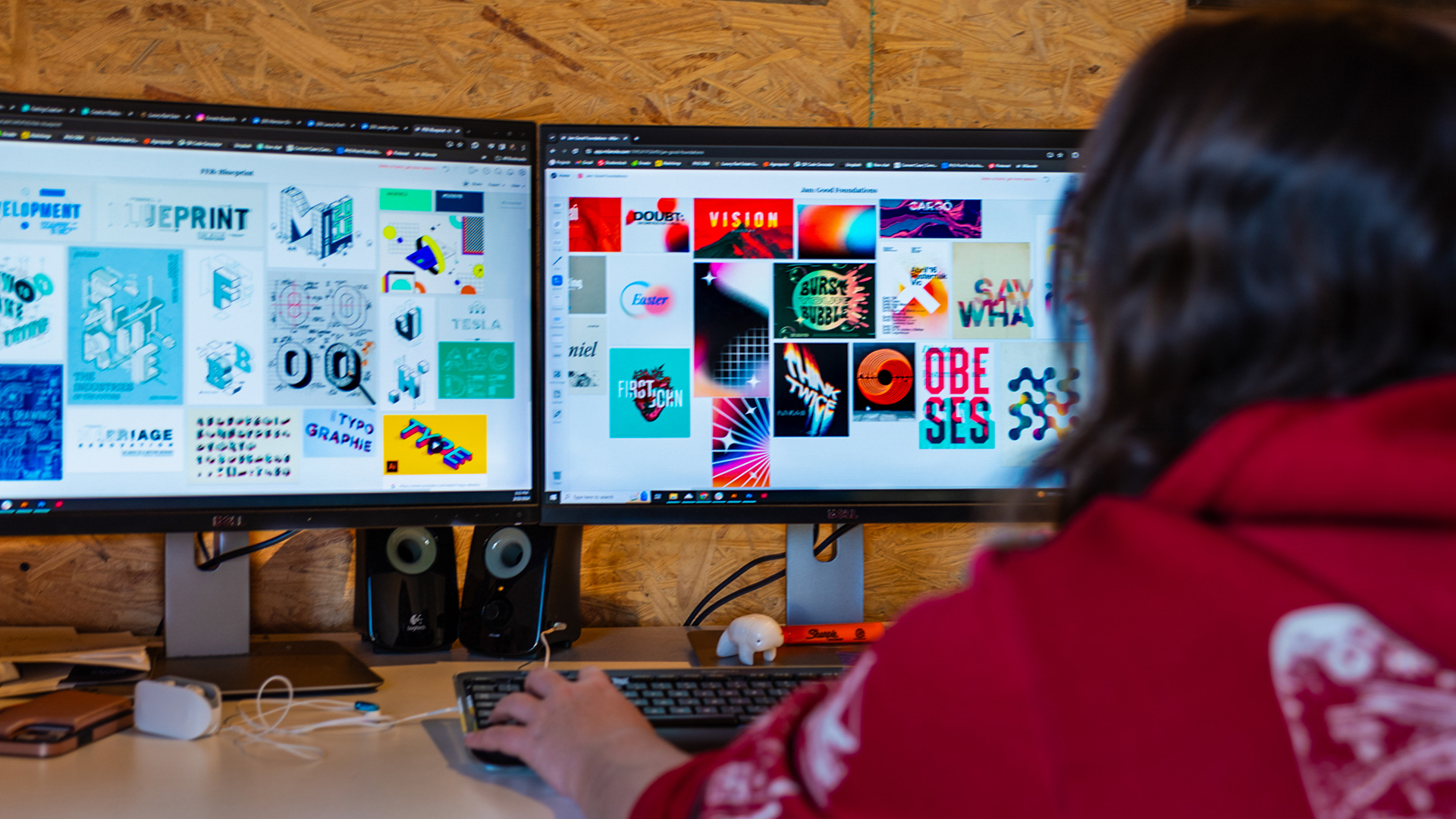 behind the scenes of graphic designer collecting assets and inspiration for branding project