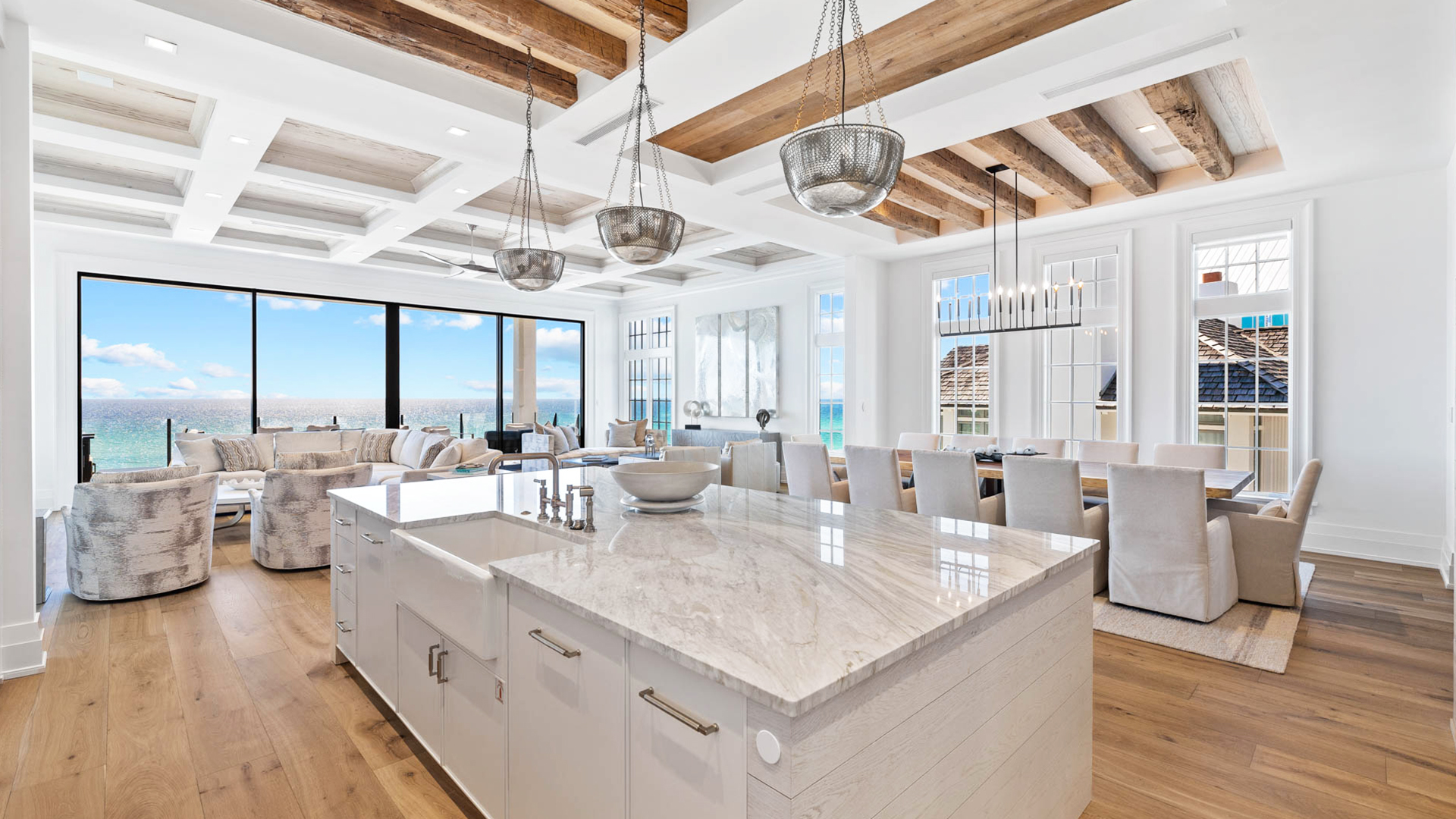 interior of modern oceanfront house for sale